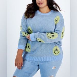 NWT! JUST POLLY SMILEY FACE SWEATER